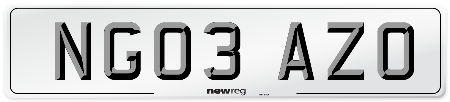 NG03 AZO Number Plate from New Reg
